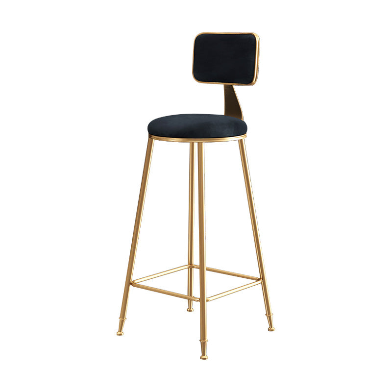 Glam Round Counter Bar Stool Upholstered Backrest Bar Stool with Footrest Black 1 Piece Clearhalo 'Bar Furniture' 'Bar Stools' 'bar_stools' 'furn' 'furn_bar_stools' 'furniture_bar_stools' 'Kitchen & Dining Furniture' 'kitchen&dining_furn' 'kitchen' 'kitchen_furn' Furniture' 4576388