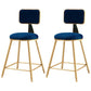 Glam Round Counter Bar Stool Upholstered Backrest Bar Stool with Footrest Blue 2 Piece Set Short Stool(18"H) Clearhalo 'Bar Furniture' 'Bar Stools' 'bar_stools' 'furn' 'furn_bar_stools' 'furniture_bar_stools' 'Kitchen & Dining Furniture' 'kitchen&dining_furn' 'kitchen' 'kitchen_furn' Furniture' 4576390