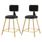 Glam Round Counter Bar Stool Upholstered Backrest Bar Stool with Footrest Black 2 Piece Set Short Stool(18"H) Clearhalo 'Bar Furniture' 'Bar Stools' 'bar_stools' 'furn' 'furn_bar_stools' 'furniture_bar_stools' 'Kitchen & Dining Furniture' 'kitchen&dining_furn' 'kitchen' 'kitchen_furn' Furniture' 4576394