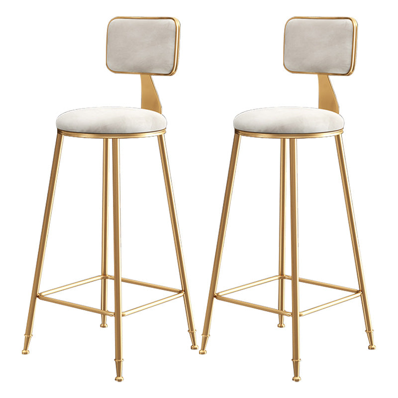 Glam Round Counter Bar Stool Upholstered Backrest Bar Stool with Footrest White 2 Piece Set Clearhalo 'Bar Furniture' 'Bar Stools' 'bar_stools' 'furn' 'furn_bar_stools' 'furniture_bar_stools' 'Kitchen & Dining Furniture' 'kitchen&dining_furn' 'kitchen' 'kitchen_furn' Furniture' 4576398