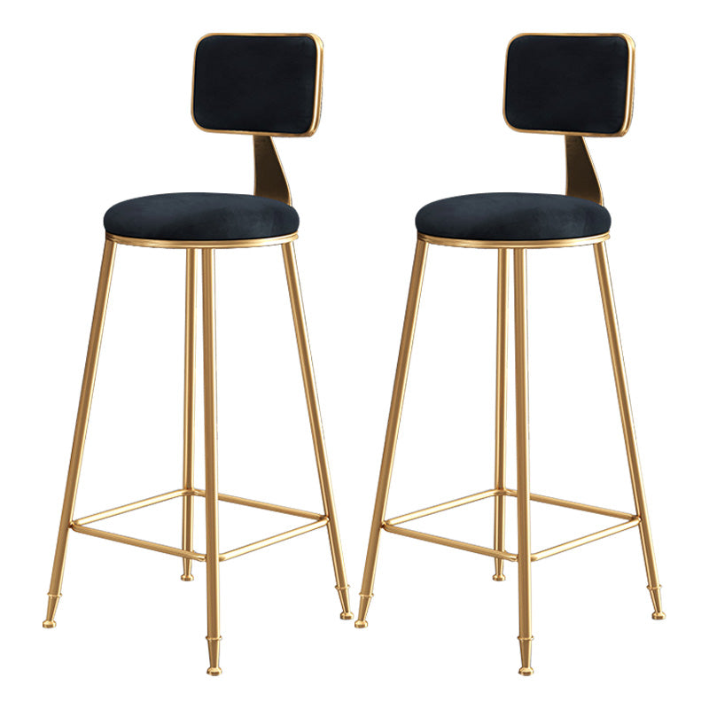 Glam Round Counter Bar Stool Upholstered Backrest Bar Stool with Footrest Black 2 Piece Set Clearhalo 'Bar Furniture' 'Bar Stools' 'bar_stools' 'furn' 'furn_bar_stools' 'furniture_bar_stools' 'Kitchen & Dining Furniture' 'kitchen&dining_furn' 'kitchen' 'kitchen_furn' Furniture' 4576400