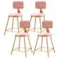 Glam Round Counter Bar Stool Upholstered Backrest Bar Stool with Footrest Pink 4 Piece Set Short Stool(18"H) Clearhalo 'Bar Furniture' 'Bar Stools' 'bar_stools' 'furn' 'furn_bar_stools' 'furniture_bar_stools' 'Kitchen & Dining Furniture' 'kitchen&dining_furn' 'kitchen' 'kitchen_furn' Furniture' 4576403