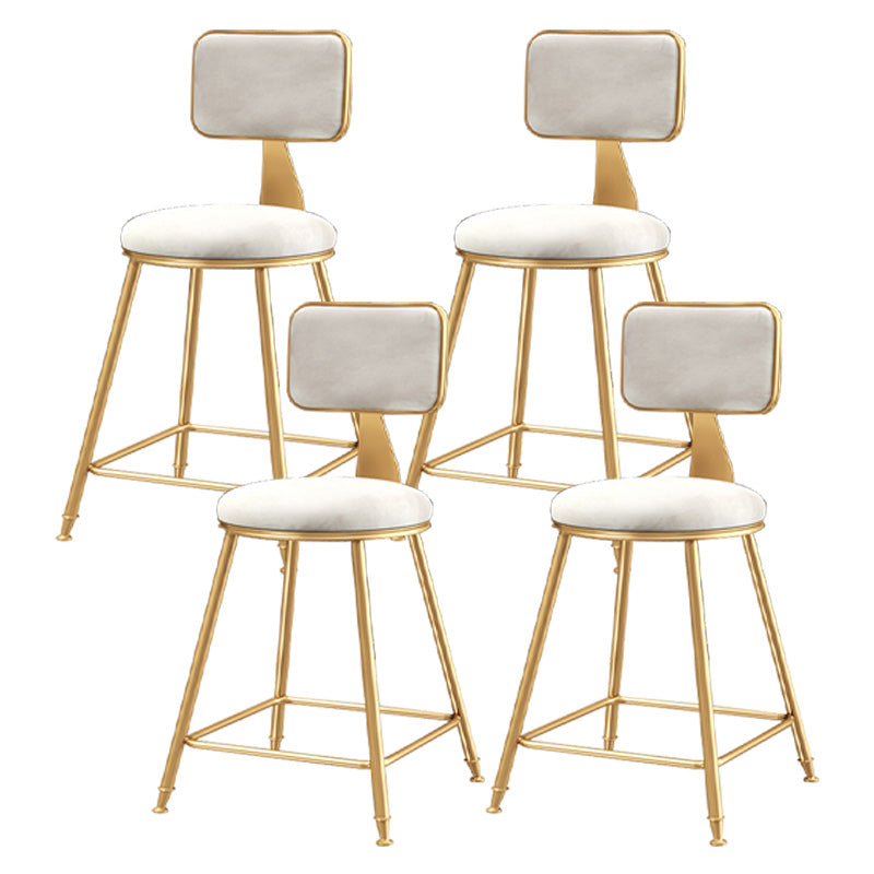 Glam Round Counter Bar Stool Upholstered Backrest Bar Stool with Footrest White 4 Piece Set Short Stool(18"H) Clearhalo 'Bar Furniture' 'Bar Stools' 'bar_stools' 'furn' 'furn_bar_stools' 'furniture_bar_stools' 'Kitchen & Dining Furniture' 'kitchen&dining_furn' 'kitchen' 'kitchen_furn' Furniture' 4576404