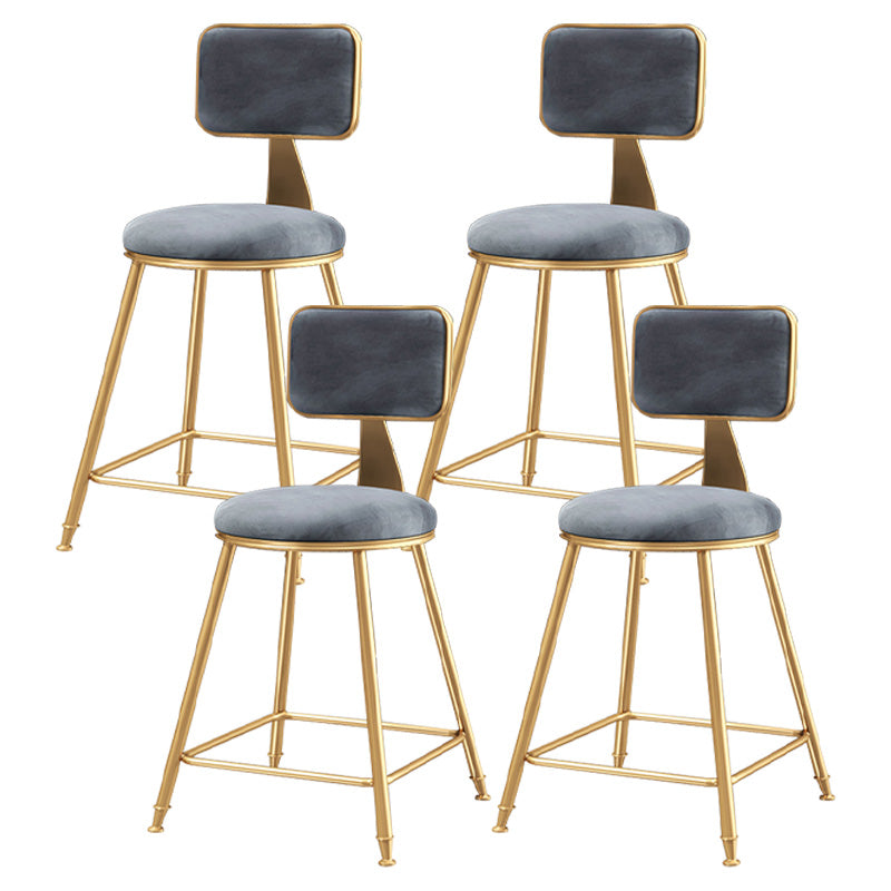 Glam Round Counter Bar Stool Upholstered Backrest Bar Stool with Footrest Gray 4 Piece Set Short Stool(18"H) Clearhalo 'Bar Furniture' 'Bar Stools' 'bar_stools' 'furn' 'furn_bar_stools' 'furniture_bar_stools' 'Kitchen & Dining Furniture' 'kitchen&dining_furn' 'kitchen' 'kitchen_furn' Furniture' 4576405