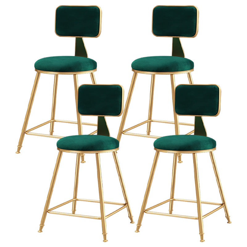 Glam Round Counter Bar Stool Upholstered Backrest Bar Stool with Footrest Green 4 Piece Set Short Stool(18"H) Clearhalo 'Bar Furniture' 'Bar Stools' 'bar_stools' 'furn' 'furn_bar_stools' 'furniture_bar_stools' 'Kitchen & Dining Furniture' 'kitchen&dining_furn' 'kitchen' 'kitchen_furn' Furniture' 4576407