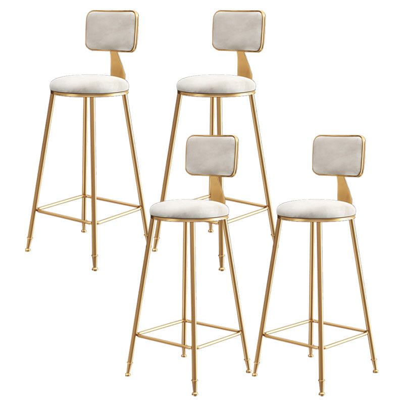 Glam Round Counter Bar Stool Upholstered Backrest Bar Stool with Footrest White 4 Piece Set Clearhalo 'Bar Furniture' 'Bar Stools' 'bar_stools' 'furn' 'furn_bar_stools' 'furniture_bar_stools' 'Kitchen & Dining Furniture' 'kitchen&dining_furn' 'kitchen' 'kitchen_furn' Furniture' 4576410