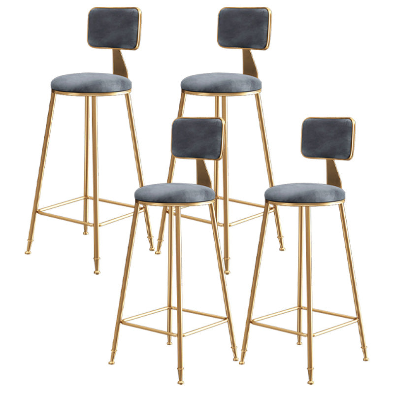 Glam Round Counter Bar Stool Upholstered Backrest Bar Stool with Footrest Gray 4 Piece Set Clearhalo 'Bar Furniture' 'Bar Stools' 'bar_stools' 'furn' 'furn_bar_stools' 'furniture_bar_stools' 'Kitchen & Dining Furniture' 'kitchen&dining_furn' 'kitchen' 'kitchen_furn' Furniture' 4576411