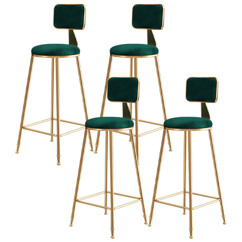 Glam Round Counter Bar Stool Upholstered Backrest Bar Stool with Footrest Green 4 Piece Set Clearhalo 'Bar Furniture' 'Bar Stools' 'bar_stools' 'furn' 'furn_bar_stools' 'furniture_bar_stools' 'Kitchen & Dining Furniture' 'kitchen&dining_furn' 'kitchen' 'kitchen_furn' Furniture' 4576413