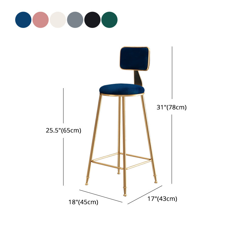 Glam Round Counter Bar Stool Upholstered Backrest Bar Stool with Footrest Clearhalo 'Bar Furniture' 'Bar Stools' 'bar_stools' 'furn' 'furn_bar_stools' 'furniture_bar_stools' 'Kitchen & Dining Furniture' 'kitchen&dining_furn' 'kitchen' 'kitchen_furn' Furniture' 4576415