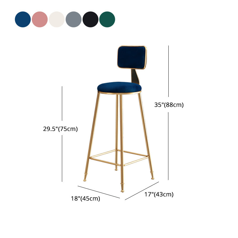 Glam Round Counter Bar Stool Upholstered Backrest Bar Stool with Footrest Clearhalo 'Bar Furniture' 'Bar Stools' 'bar_stools' 'furn' 'furn_bar_stools' 'furniture_bar_stools' 'Kitchen & Dining Furniture' 'kitchen&dining_furn' 'kitchen' 'kitchen_furn' Furniture' 4576416
