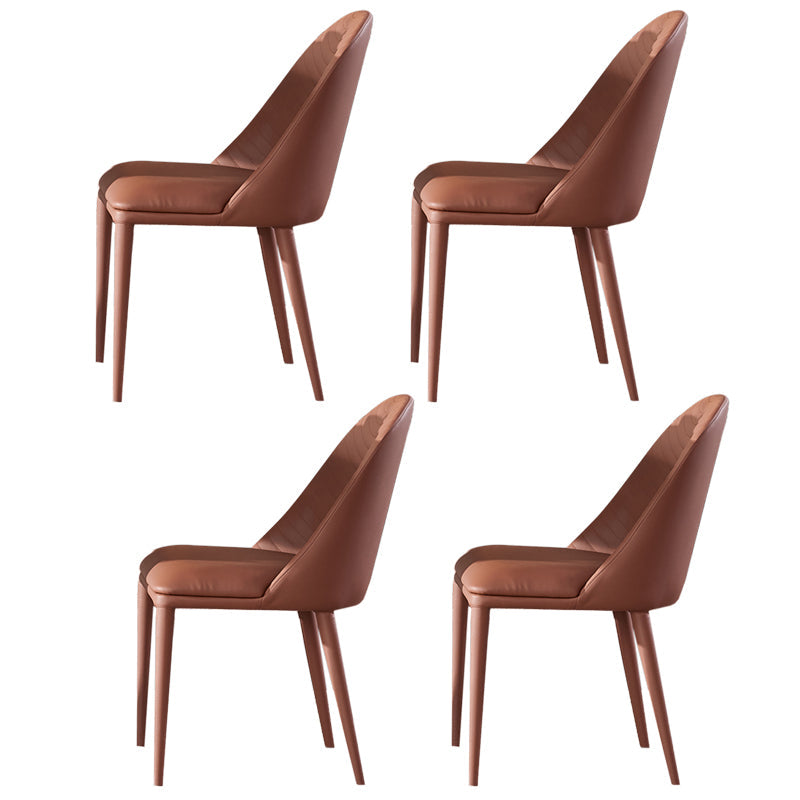 Modern 1/3/4/5/7 Pieces Steel Dining Table Set with White Sintered Stone Top Dinette Set 4 Brown Chairs Clearhalo 'Dining Room Sets' 'Dining Tables & Seating' 'dining_room_set' 'furn' 'furn_dining_room_set' 'Furniture' 'furniture_dining_room_set' 'Kitchen & Dining Furniture' 'kitchen&dining_furn' 'kitchen' 4576418