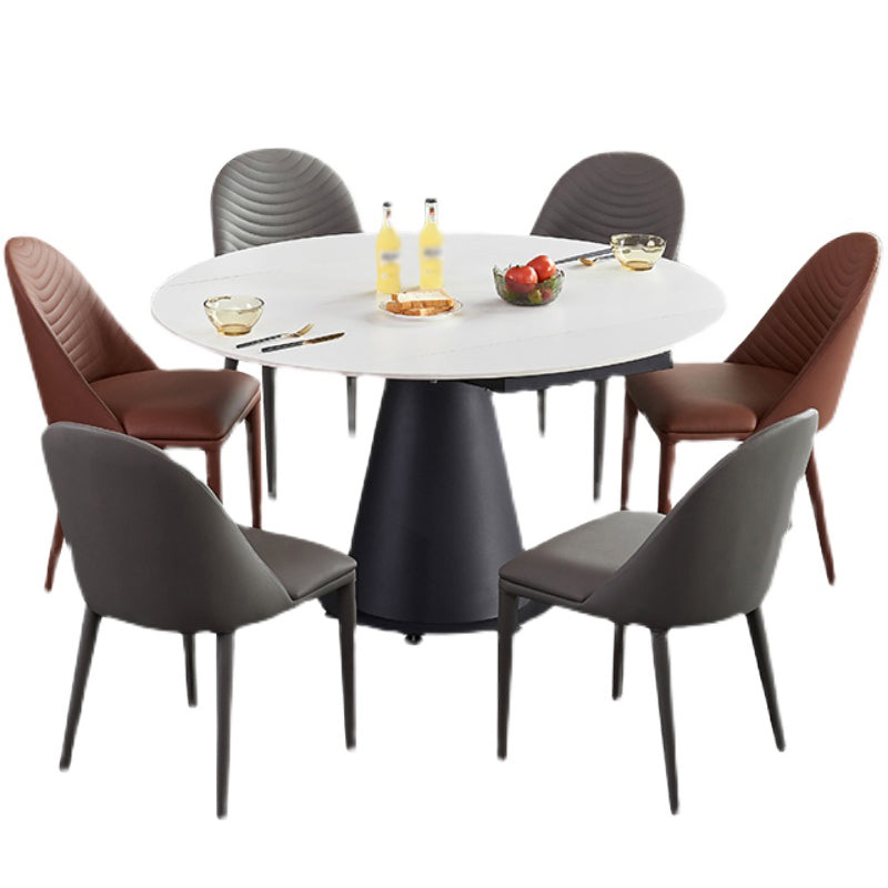 Modern 1/3/4/5/7 Pieces Steel Dining Table Set with White Sintered Stone Top Dinette Set Clearhalo 'Dining Room Sets' 'Dining Tables & Seating' 'dining_room_set' 'furn' 'furn_dining_room_set' 'Furniture' 'furniture_dining_room_set' 'Kitchen & Dining Furniture' 'kitchen&dining_furn' 'kitchen' 4576428