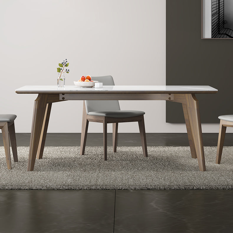 Modern 1/4/5 Pieces Dining Sintered Stone Dining Table Set with Wooden Legs for Home Clearhalo 'Dining Room Sets' 'Dining Tables & Seating' 'dining_room_set' 'furn' 'furn_dining_room_set' 'Furniture' 'furniture_dining_room_set' 'Kitchen & Dining Furniture' 'kitchen&dining_furn' 'kitchen' 4576495