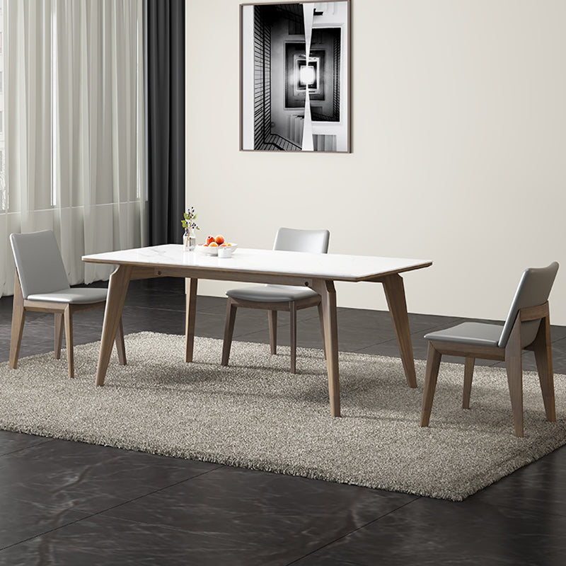 Modern 1/4/5 Pieces Dining Sintered Stone Dining Table Set with Wooden Legs for Home 4 Pieces: Table, 3 Chairs Clearhalo 'Dining Room Sets' 'Dining Tables & Seating' 'dining_room_set' 'furn' 'furn_dining_room_set' 'Furniture' 'furniture_dining_room_set' 'Kitchen & Dining Furniture' 'kitchen&dining_furn' 'kitchen' 4576498