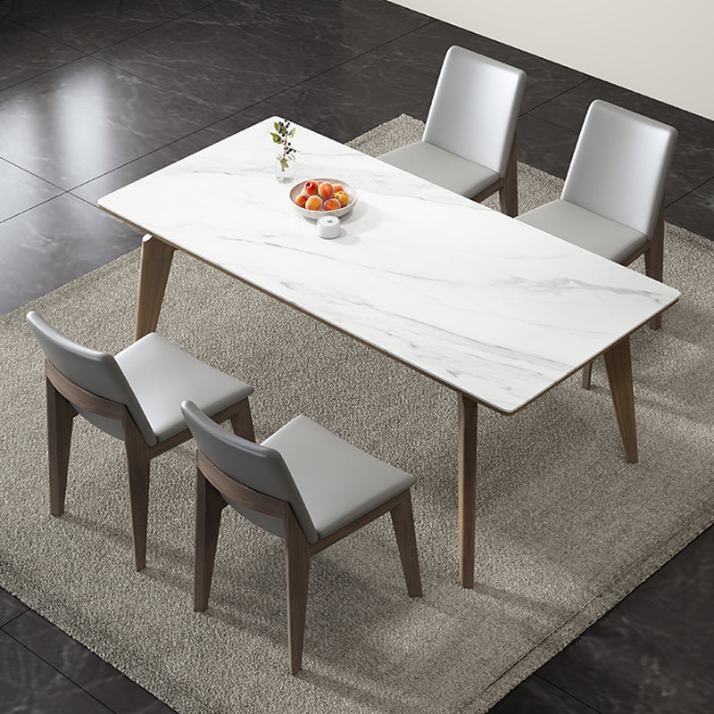 Modern 1/4/5 Pieces Dining Sintered Stone Dining Table Set with Wooden Legs for Home 5 Pieces: Table, 4 Chairs Clearhalo 'Dining Room Sets' 'Dining Tables & Seating' 'dining_room_set' 'furn' 'furn_dining_room_set' 'Furniture' 'furniture_dining_room_set' 'Kitchen & Dining Furniture' 'kitchen&dining_furn' 'kitchen' 4576500