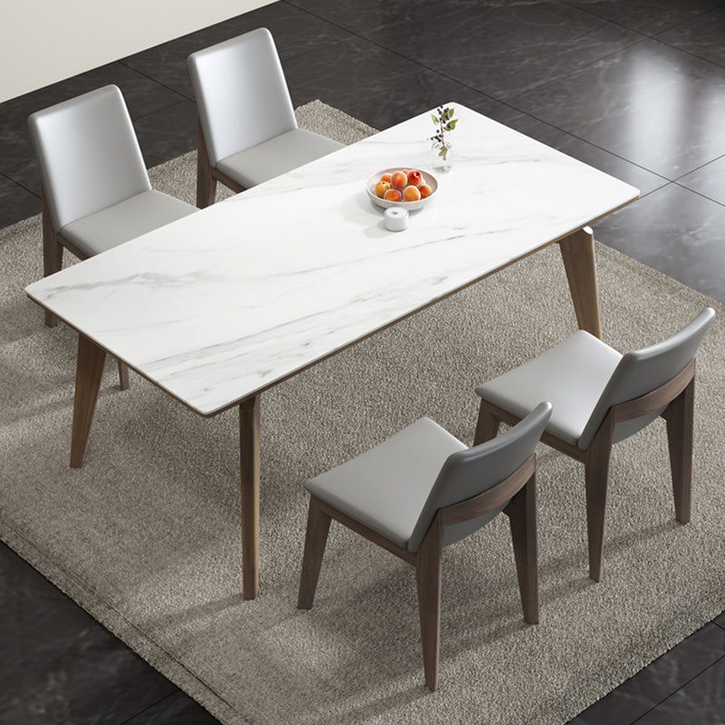Modern 1/4/5 Pieces Dining Sintered Stone Dining Table Set with Wooden Legs for Home Clearhalo 'Dining Room Sets' 'Dining Tables & Seating' 'dining_room_set' 'furn' 'furn_dining_room_set' 'Furniture' 'furniture_dining_room_set' 'Kitchen & Dining Furniture' 'kitchen&dining_furn' 'kitchen' 4576501