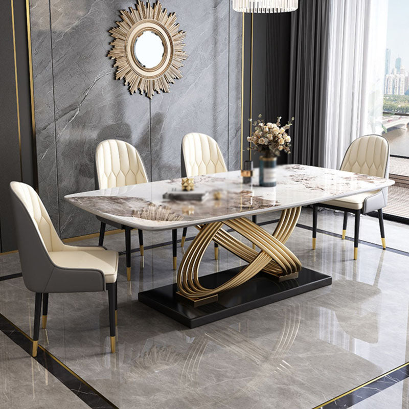 1/4/5/7 Pieces Minimalist Dining Set Sintered Stone Dining Room Set with Pedestal Base 5 Pieces: Table, 4 Chairs Clearhalo 'Dining Room Sets' 'Dining Tables & Seating' 'dining_room_set' 'furn' 'furn_dining_room_set' 'Furniture' 'furniture_dining_room_set' 'Kitchen & Dining Furniture' 'kitchen&dining_furn' 'kitchen' 4576581