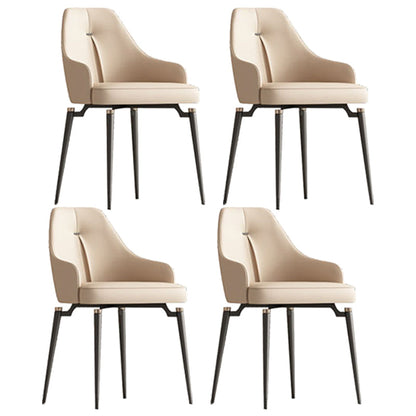 Glam Style 1/4/5/7 Pieces Dining Set Rectangle Sintered Stone Dining Table Set 4 Beige Chairs Clearhalo 'Dining Room Sets' 'Dining Tables & Seating' 'dining_room_set' 'furn' 'furn_dining_room_set' 'Furniture' 'furniture_dining_room_set' 'Kitchen & Dining Furniture' 'kitchen&dining_furn' 'kitchen' 4576677