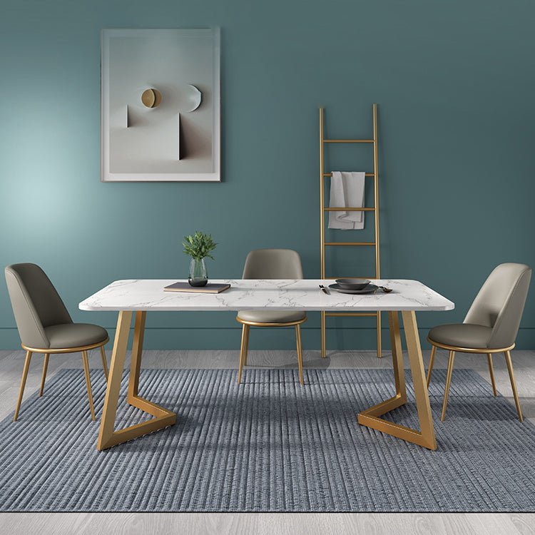 Glam 1/4/5 Pieces Dining Set Rectangle Sintered Stone Dining Table for Home Use 4 Pieces: Table, 3 Chairs Clearhalo 'Dining Room Sets' 'Dining Tables & Seating' 'dining_room_set' 'furn' 'furn_dining_room_set' 'Furniture' 'furniture_dining_room_set' 'Kitchen & Dining Furniture' 'kitchen&dining_furn' 'kitchen' 4576691