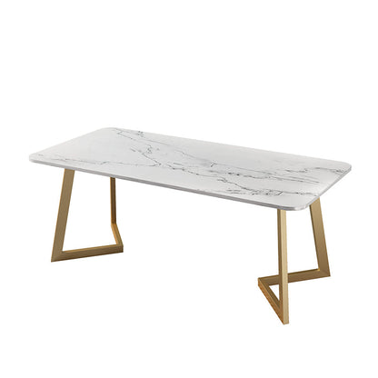 Glam 1/4/5 Pieces Dining Set Rectangle Sintered Stone Dining Table for Home Use White 79"L x 31"W Clearhalo 'Dining Room Sets' 'Dining Tables & Seating' 'dining_room_set' 'furn' 'furn_dining_room_set' 'Furniture' 'furniture_dining_room_set' 'Kitchen & Dining Furniture' 'kitchen&dining_furn' 'kitchen' 4576693