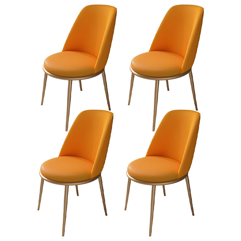 Glam 1/4/5 Pieces Dining Set Rectangle Sintered Stone Dining Table for Home Use 4 Orange Chairs Clearhalo 'Dining Room Sets' 'Dining Tables & Seating' 'dining_room_set' 'furn' 'furn_dining_room_set' 'Furniture' 'furniture_dining_room_set' 'Kitchen & Dining Furniture' 'kitchen&dining_furn' 'kitchen' 4576694