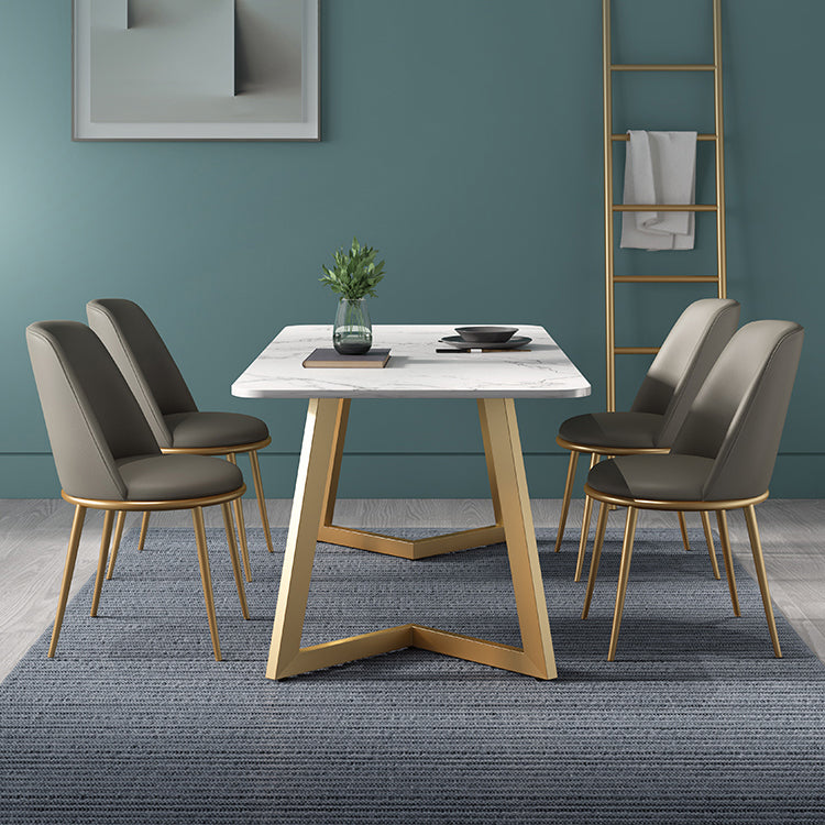 Glam 1/4/5 Pieces Dining Set Rectangle Sintered Stone Dining Table for Home Use Clearhalo 'Dining Room Sets' 'Dining Tables & Seating' 'dining_room_set' 'furn' 'furn_dining_room_set' 'Furniture' 'furniture_dining_room_set' 'Kitchen & Dining Furniture' 'kitchen&dining_furn' 'kitchen' 4576706