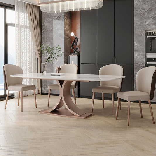 Contemporary 1/4/5/6 Pieces Dining Set Sintered Stone Dining Room Set Clearhalo 'Dining Room Sets' 'Dining Tables & Seating' 'dining_room_set' 'furn' 'furn_dining_room_set' 'Furniture' 'furniture_dining_room_set' 'Kitchen & Dining Furniture' 'kitchen&dining_furn' 'kitchen' 4576735