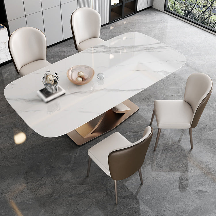 Contemporary 1/4/5/6 Pieces Dining Set Sintered Stone Dining Room Set Clearhalo 'Dining Room Sets' 'Dining Tables & Seating' 'dining_room_set' 'furn' 'furn_dining_room_set' 'Furniture' 'furniture_dining_room_set' 'Kitchen & Dining Furniture' 'kitchen&dining_furn' 'kitchen' 4576739
