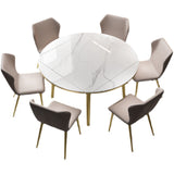 Glam 1/2/5/7 Pieces Dining Set Round Sintered Stone Dining Table for Dining Room Clearhalo 'Dining Room Sets' 'Dining Tables & Seating' 'dining_room_set' 'furn' 'furn_dining_room_set' 'Furniture' 'furniture_dining_room_set' 'Kitchen & Dining Furniture' 'kitchen&dining_furn' 'kitchen' 4576760