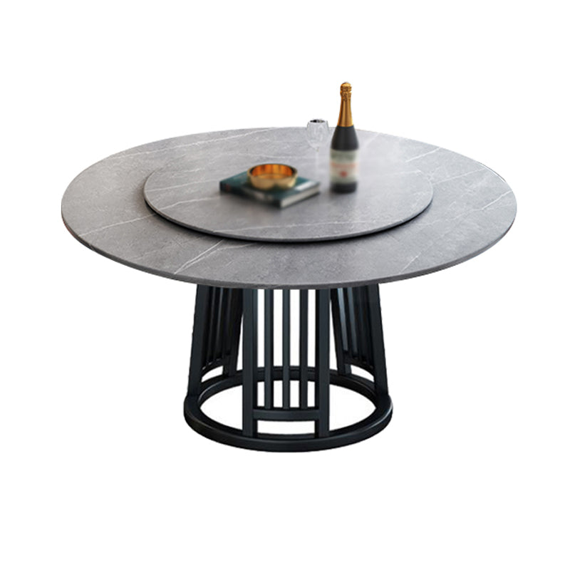 Modern 1/2/7 Pieces Dining Set Round Sintered Stone Dining Table for Dining Room Grey 59"L x 59"W Clearhalo 'Dining Room Sets' 'Dining Tables & Seating' 'dining_room_set' 'furn' 'furn_dining_room_set' 'Furniture' 'furniture_dining_room_set' 'Kitchen & Dining Furniture' 'kitchen&dining_furn' 'kitchen' 4576768