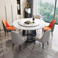Modern 1/2/7 Pieces Dining Set Round Sintered Stone Dining Table for Dining Room 7 Pieces: White Table, 4 White and 2 Orange Chairs Clearhalo 'Dining Room Sets' 'Dining Tables & Seating' 'dining_room_set' 'furn' 'furn_dining_room_set' 'Furniture' 'furniture_dining_room_set' 'Kitchen & Dining Furniture' 'kitchen&dining_furn' 'kitchen' 4576770