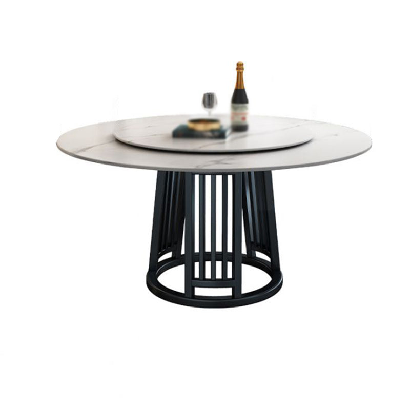 Modern 1/2/7 Pieces Dining Set Round Sintered Stone Dining Table for Dining Room White 59"L x 59"W Clearhalo 'Dining Room Sets' 'Dining Tables & Seating' 'dining_room_set' 'furn' 'furn_dining_room_set' 'Furniture' 'furniture_dining_room_set' 'Kitchen & Dining Furniture' 'kitchen&dining_furn' 'kitchen' 4576771