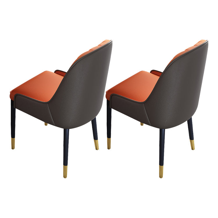 Modern 1/2/7 Pieces Dining Set Round Sintered Stone Dining Table for Dining Room 2 Orange Chairs Clearhalo 'Dining Room Sets' 'Dining Tables & Seating' 'dining_room_set' 'furn' 'furn_dining_room_set' 'Furniture' 'furniture_dining_room_set' 'Kitchen & Dining Furniture' 'kitchen&dining_furn' 'kitchen' 4576773