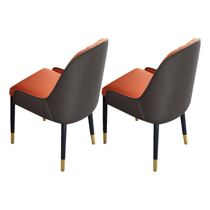 Modern 1/2/7 Pieces Dining Set Round Sintered Stone Dining Table for Dining Room 2 Orange Chairs Clearhalo 'Dining Room Sets' 'Dining Tables & Seating' 'dining_room_set' 'furn' 'furn_dining_room_set' 'Furniture' 'furniture_dining_room_set' 'Kitchen & Dining Furniture' 'kitchen&dining_furn' 'kitchen' 4576773