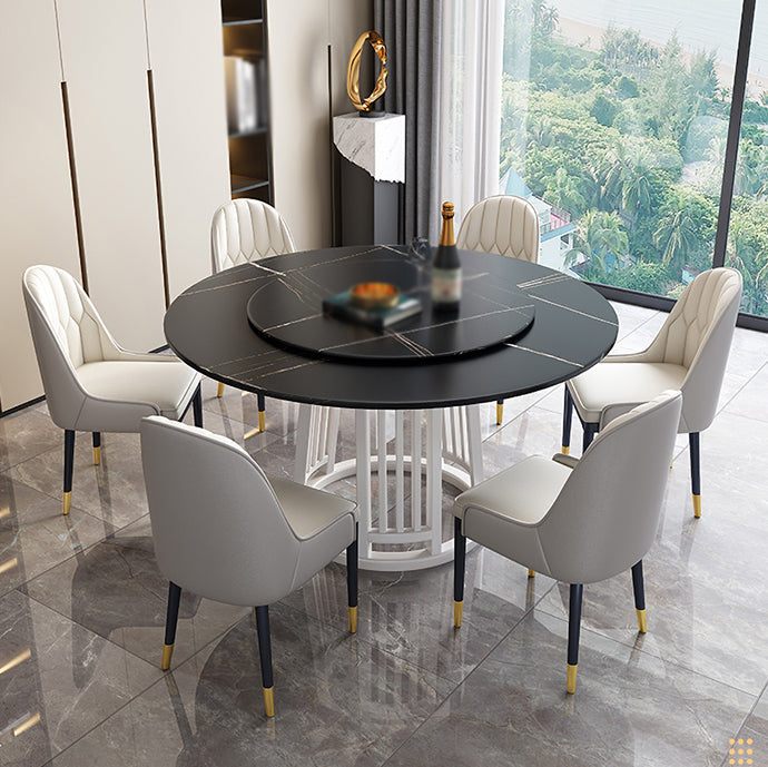Modern 1/2/7 Pieces Dining Set Round Sintered Stone Dining Table for Dining Room Clearhalo 'Dining Room Sets' 'Dining Tables & Seating' 'dining_room_set' 'furn' 'furn_dining_room_set' 'Furniture' 'furniture_dining_room_set' 'Kitchen & Dining Furniture' 'kitchen&dining_furn' 'kitchen' 4576783