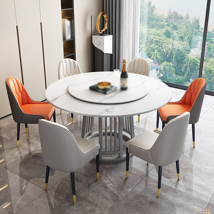 Modern 1/2/7 Pieces Dining Set Round Sintered Stone Dining Table for Dining Room Clearhalo 'Dining Room Sets' 'Dining Tables & Seating' 'dining_room_set' 'furn' 'furn_dining_room_set' 'Furniture' 'furniture_dining_room_set' 'Kitchen & Dining Furniture' 'kitchen&dining_furn' 'kitchen' 4576786