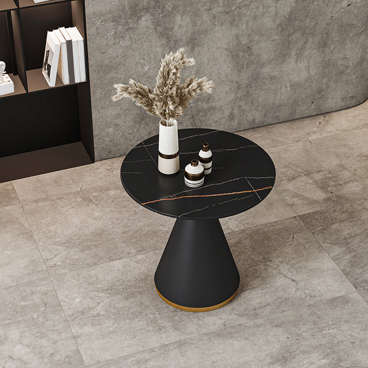 Round Sintered Stone Dining Table Traditional Luxury Pedestal Dining Table Black Gold 31.5"L x 31.5"W x 29.5"H Without Chairs Clearhalo ' dining_table' 'Dining Tables & Seating' 'Dining Tables' 'furn' 'furn_dining_table' 'Furniture' 'furniture_dining_table' 'Kitchen & Dining Furniture' 'kitchen&dining_furn' 'kitchen' 'kitchen_dining_table' 4576792