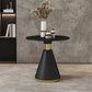 Round Sintered Stone Dining Table Traditional Luxury Pedestal Dining Table Black Gold 23.6"L x 23.6"W x 29.5"H Without Chairs Clearhalo ' dining_table' 'Dining Tables & Seating' 'Dining Tables' 'furn' 'furn_dining_table' 'Furniture' 'furniture_dining_table' 'Kitchen & Dining Furniture' 'kitchen&dining_furn' 'kitchen' 'kitchen_dining_table' 4576793