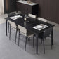 Rectangle 4 Legs Industrial Table Sintered Stone Fixed Table for Kitchen Black 55.1"L x 31.5"W x 29.5"H Without Chairs Clearhalo ' dining_table' 'Dining Tables & Seating' 'Dining Tables' 'furn' 'furn_dining_table' 'Furniture' 'furniture_dining_table' 'Kitchen & Dining Furniture' 'kitchen&dining_furn' 'kitchen' 'kitchen_dining_table' 4576808