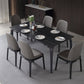 Rectangle 4 Legs Industrial Table Sintered Stone Fixed Table for Kitchen Black 70.9"L x 35.4"W x 29.5"H Without Chairs Clearhalo ' dining_table' 'Dining Tables & Seating' 'Dining Tables' 'furn' 'furn_dining_table' 'Furniture' 'furniture_dining_table' 'Kitchen & Dining Furniture' 'kitchen&dining_furn' 'kitchen' 'kitchen_dining_table' 4576810
