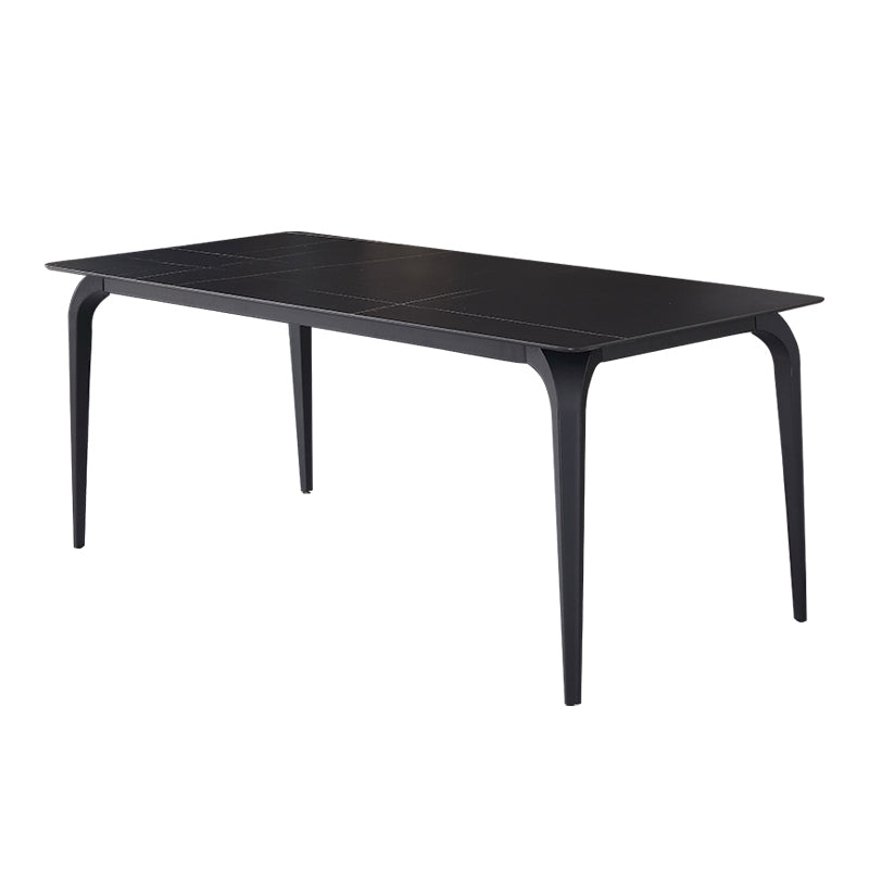 Rectangle 4 Legs Industrial Table Sintered Stone Fixed Table for Kitchen Black 51.2"L x 27.6"W x 29.5"H Without Chairs Clearhalo ' dining_table' 'Dining Tables & Seating' 'Dining Tables' 'furn' 'furn_dining_table' 'Furniture' 'furniture_dining_table' 'Kitchen & Dining Furniture' 'kitchen&dining_furn' 'kitchen' 'kitchen_dining_table' 4576812