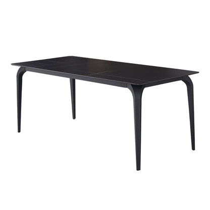 Rectangle 4 Legs Industrial Table Sintered Stone Fixed Table for Kitchen Black 51.2"L x 27.6"W x 29.5"H Without Chairs Clearhalo ' dining_table' 'Dining Tables & Seating' 'Dining Tables' 'furn' 'furn_dining_table' 'Furniture' 'furniture_dining_table' 'Kitchen & Dining Furniture' 'kitchen&dining_furn' 'kitchen' 'kitchen_dining_table' 4576812