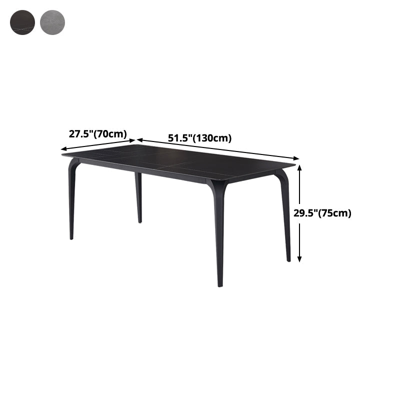 Rectangle 4 Legs Industrial Table Sintered Stone Fixed Table for Kitchen Clearhalo ' dining_table' 'Dining Tables & Seating' 'Dining Tables' 'furn' 'furn_dining_table' 'Furniture' 'furniture_dining_table' 'Kitchen & Dining Furniture' 'kitchen&dining_furn' 'kitchen' 'kitchen_dining_table' 4576817
