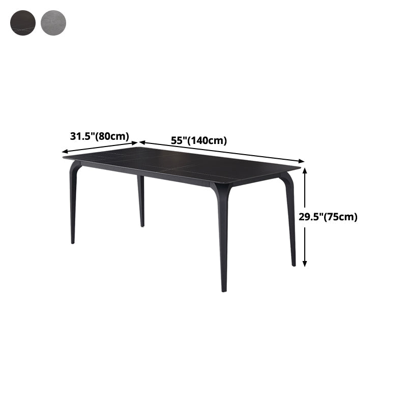 Rectangle 4 Legs Industrial Table Sintered Stone Fixed Table for Kitchen Clearhalo ' dining_table' 'Dining Tables & Seating' 'Dining Tables' 'furn' 'furn_dining_table' 'Furniture' 'furniture_dining_table' 'Kitchen & Dining Furniture' 'kitchen&dining_furn' 'kitchen' 'kitchen_dining_table' 4576818