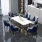 Traditional Luxury Rectangle Dining Table Double Pedestal Dinner Table White Gold 55.1"L x 31.5"W x 29.5"H Without Chairs Clearhalo ' dining_table' 'Dining Tables & Seating' 'Dining Tables' 'furn' 'furn_dining_table' 'Furniture' 'furniture_dining_table' 'Kitchen & Dining Furniture' 'kitchen&dining_furn' 'kitchen' 'kitchen_dining_table' 4576837