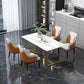 Traditional Luxury Rectangle Dining Table Double Pedestal Dinner Table White Gold 70.9"L x 31.5"W x 29.5"H Without Chairs Clearhalo ' dining_table' 'Dining Tables & Seating' 'Dining Tables' 'furn' 'furn_dining_table' 'Furniture' 'furniture_dining_table' 'Kitchen & Dining Furniture' 'kitchen&dining_furn' 'kitchen' 'kitchen_dining_table' 4576838