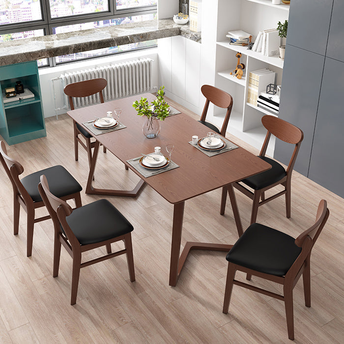 Industrial Rectangle Dining Table Ash Solid Wood Table with Double Pedestal Base Brown Without Chairs Clearhalo ' dining_table' 'Dining Tables & Seating' 'Dining Tables' 'furn' 'furn_dining_table' 'Furniture' 'furniture_dining_table' 'Kitchen & Dining Furniture' 'kitchen&dining_furn' 'kitchen' 'kitchen_dining_table' 4576872