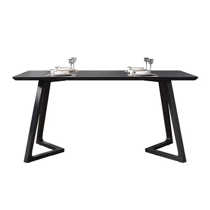 Industrial Rectangle Dining Table Ash Solid Wood Table with Double Pedestal Base Black 47.2"L x 27.6"W x 29.5"H Without Chairs Clearhalo ' dining_table' 'Dining Tables & Seating' 'Dining Tables' 'furn' 'furn_dining_table' 'Furniture' 'furniture_dining_table' 'Kitchen & Dining Furniture' 'kitchen&dining_furn' 'kitchen' 'kitchen_dining_table' 4576874