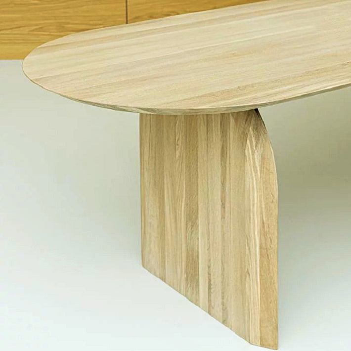 Oval Double Pedestal Modern Table Solid Wood Fixed Table for Home Use Clearhalo ' dining_table' 'Dining Tables & Seating' 'Dining Tables' 'furn' 'furn_dining_table' 'Furniture' 'furniture_dining_table' 'Kitchen & Dining Furniture' 'kitchen&dining_furn' 'kitchen' 'kitchen_dining_table' 4576889