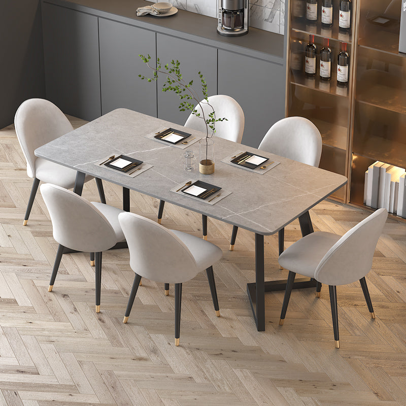 Sintered Stone Dining Table Modern Dining Table with Black Frame Gray 47.2"L x 23.6"W x 29.5"H Without Chairs Clearhalo ' dining_table' 'Dining Tables & Seating' 'Dining Tables' 'furn' 'furn_dining_table' 'Furniture' 'furniture_dining_table' 'Kitchen & Dining Furniture' 'kitchen&dining_furn' 'kitchen' 'kitchen_dining_table' 4576901